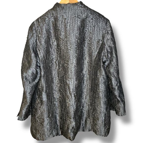 Chico's Coat Size 2 (Large) Open Front Reversible Jaquard Evening Metallic - Picture 6 of 8